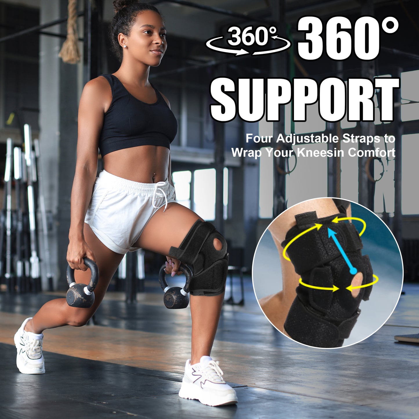 Knee Brace with Side Stabilizers & Patella Gel Pads for Maximum Knee Pain Support and fast recovery for men and women