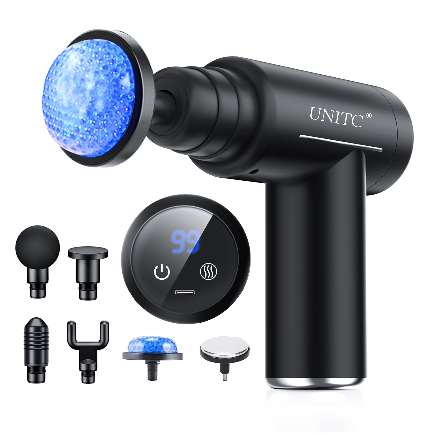 Unitc Mini Massage Gun with Heat&Cold, Deep Tissue Messager with 6 Heads, Gifts