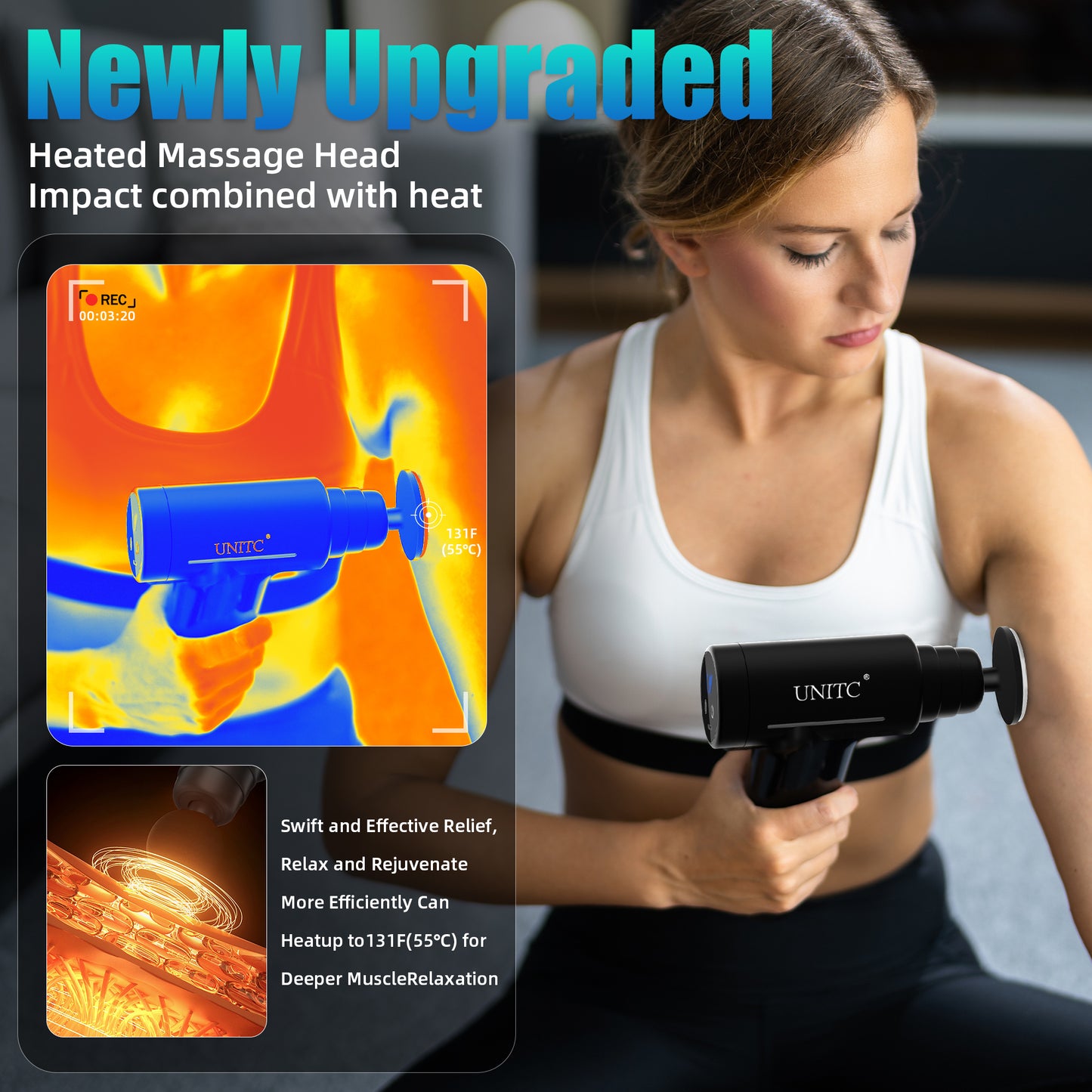 Unitc Mini Massage Gun with Heat&Cold, Deep Tissue Messager with 6 Heads, Gifts
