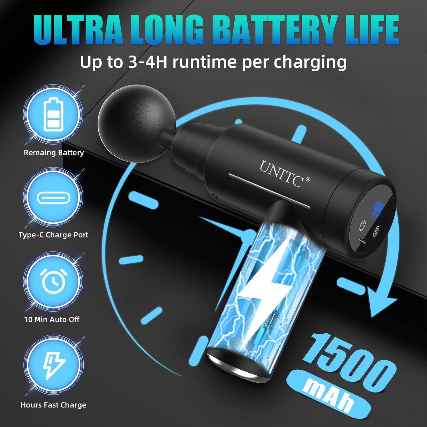 Unitc Mini Massage Gun with Heat&Cold, Deep Tissue Messager with 6 Heads, Gifts